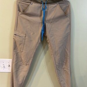 Figs Women's Tan Joggers with Blue Drawstring